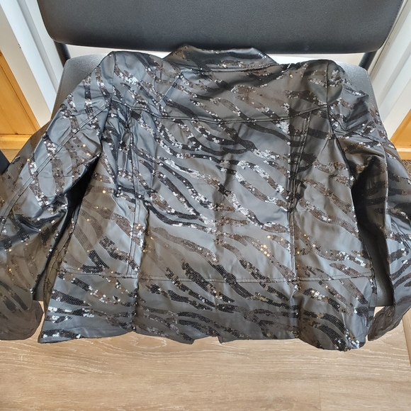 Berek Black Zebra Sequin Moto Jacket - Picture 4 of 7